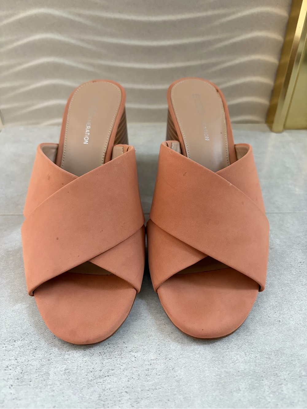 BCBGeneration Coral Cross-Strap Slide Mules